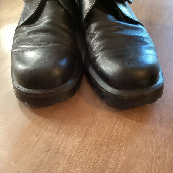 JOAN HELPERN SIGNATURE SIZE 8 BLACK LEATHER LUG VIBRAM SOLE ANKLE BOOTIE 80S 90S - Picture 7 of 10